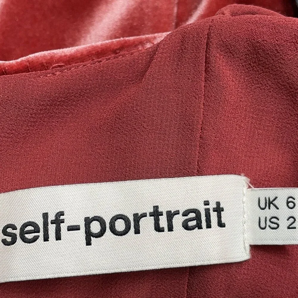 💥BREATHTAKING!💥RARE! Self Portrait Devore Blush Velour Asymmetrical Dress - Picture 13 of 15